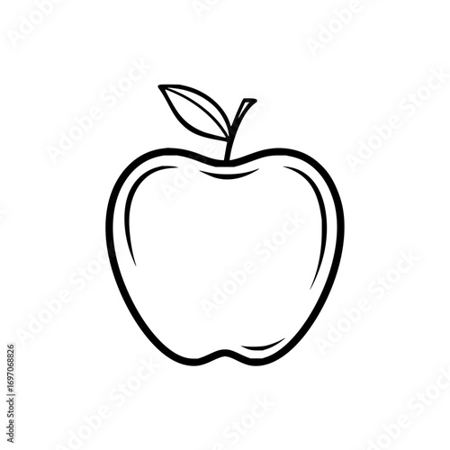 Apple outline drawing vector illustration clip art for apple fruit coloring page and apple icon design