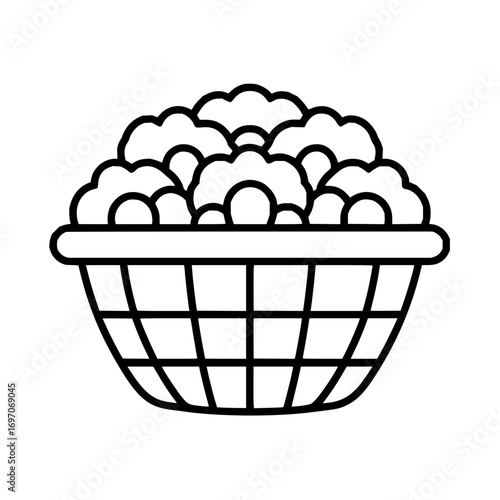Basket of flowers outline vector illustration floral arrangement bloom blossom bouquet garden nature 100
