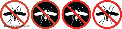 No mosquitoes allowed, vector control warning signs against insect pests
