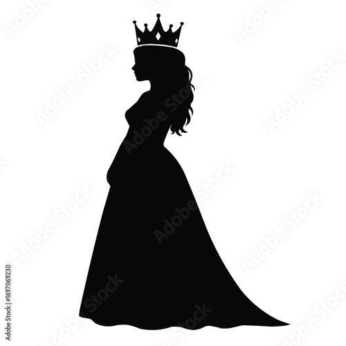 bride silhouette isolated on white