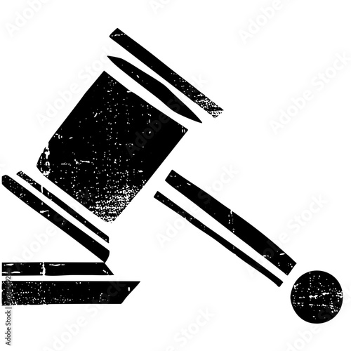 Vector Black gavel striking a sound block symbolizing justice and legal proceedings.