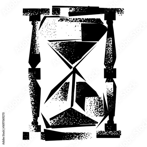 Vector Abstract hourglass with distressed texture.