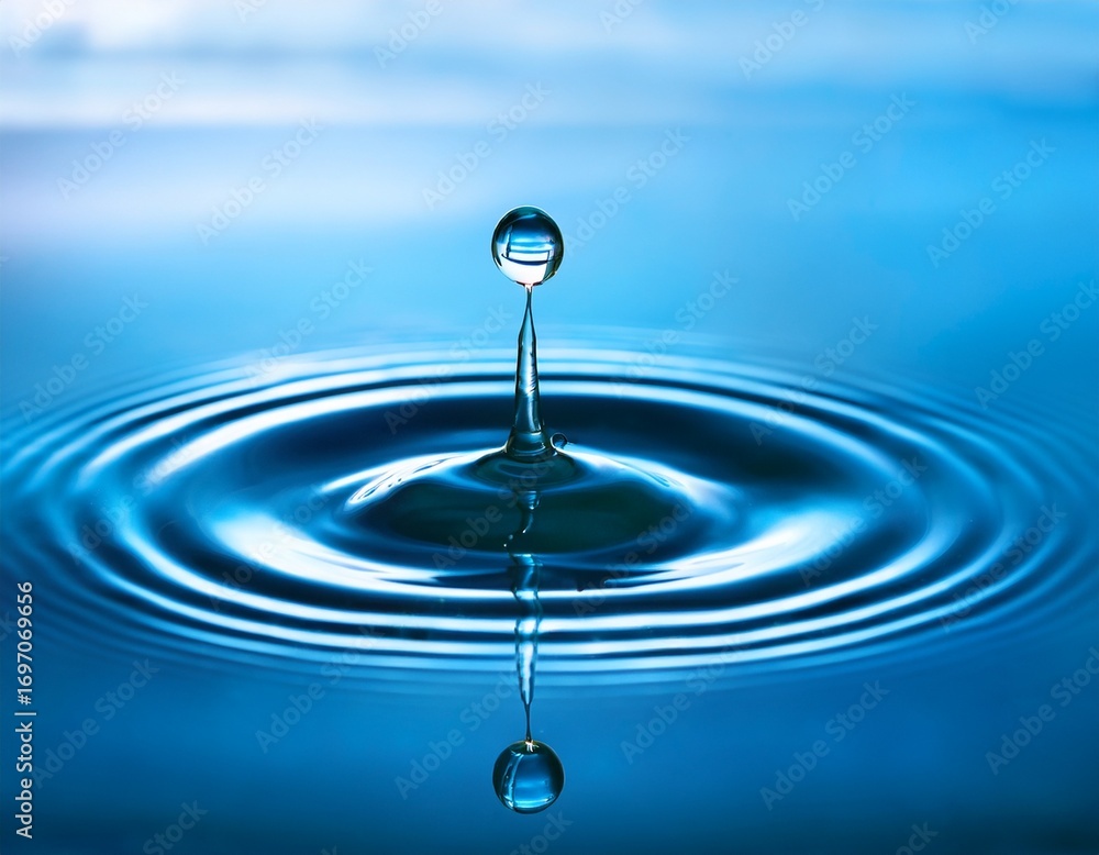 a single drop of water falls into a tranquil pool creating a perfect ripple effect on the serene blue surface a single drop of water falls into a tranquil pool creating a perfect ripple effect on the serene blue surface