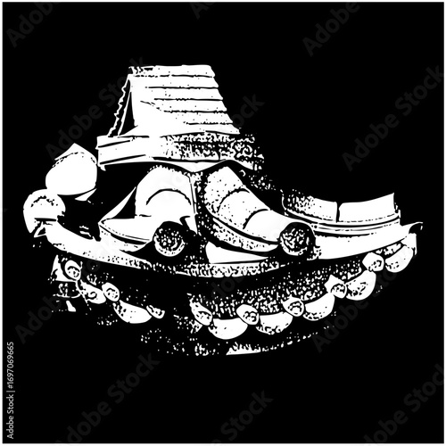 Vector Vintage automobile with decorative elements.