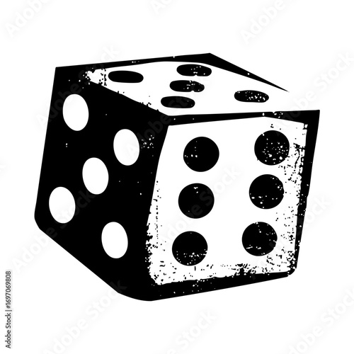 Vector Black and white dice with visible spots
