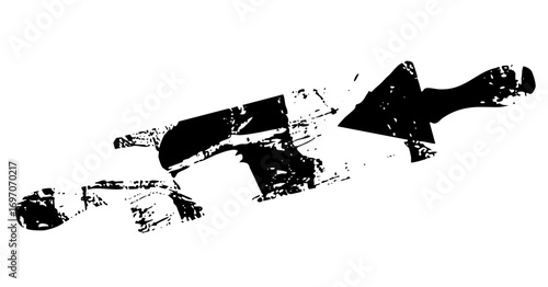 Vector Abstract weapon with a distressed textured aesthetic.