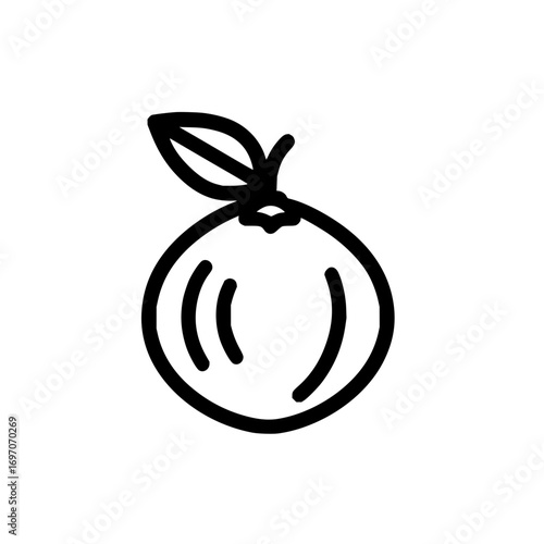 Orange fruit vector icon illustration fresh citrus fruit with leaf healthy food drawing simple line art design