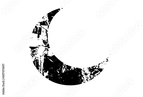 Vector Abstract moon with textured details.