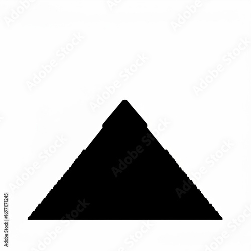 A solid black triangle shape standing upright with a white background providing stark contrast to the design created with generative ai