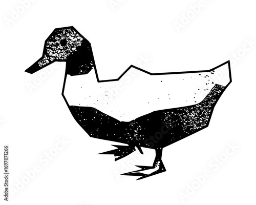 Vector Geometric duck features a stylized waterfowl .
