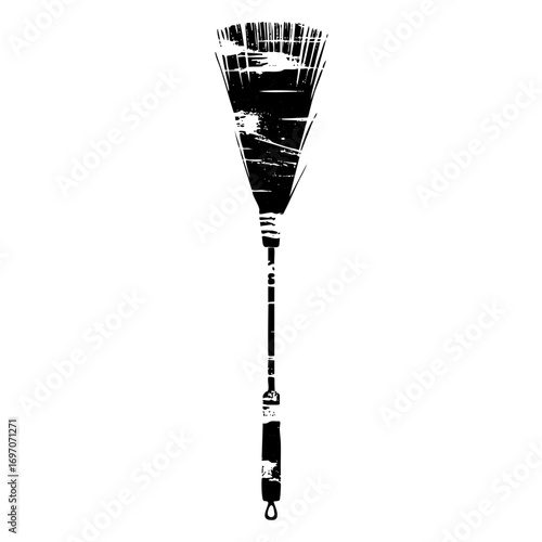 Vector Detailed vector of a cleaning brush with a long handle.