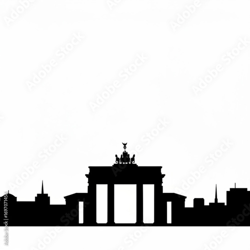 Silhouette of brandenburg gate and berlin skyline on a white background showcasing german architecture created with generative ai