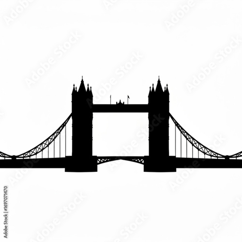 Silhouette of the tower bridge in london with its iconic towers and suspension cables spanning the thames river created with generative ai