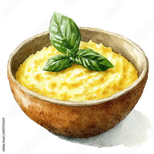 Risotto, watercolor clipart vector, isolated on a white background.