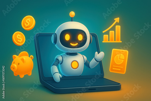 Friendly chat bot Robot Advisor:  Digital Finance, Savings Growth, Investment Strategy,  Positive Future.