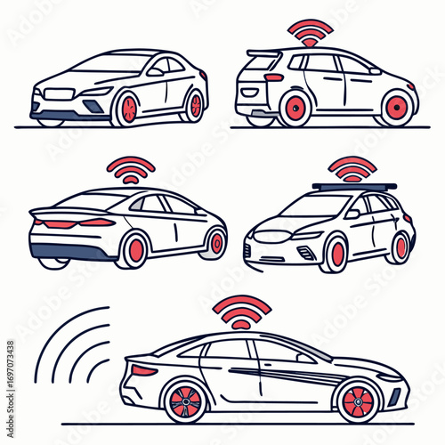 Collection of autonomous cars with wifi signals