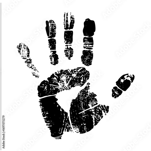 Vector Black Handprint with Detailed Fingerprints