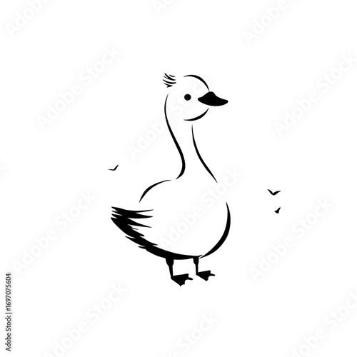 goose. goose simple black and white line art vector logo