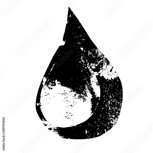 Vector Distressed droplet features a textured dark silhouette.