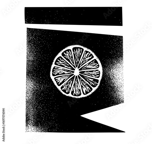 Vector Citrus Slice with Geometric Shapes