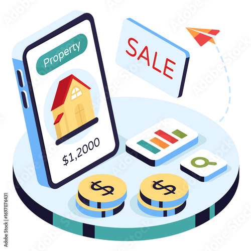 Editable design illustration of home price