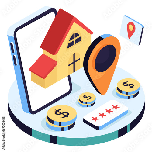 Conceptual isometric design illustration of church location
