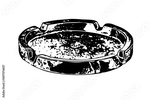 Vector Detailed of a full ashtray with cigarette remnants.