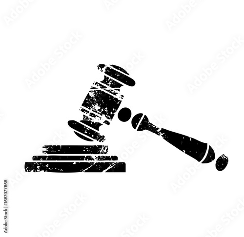 Vector Justice gavel rests on law books symbolizing legal authority.
