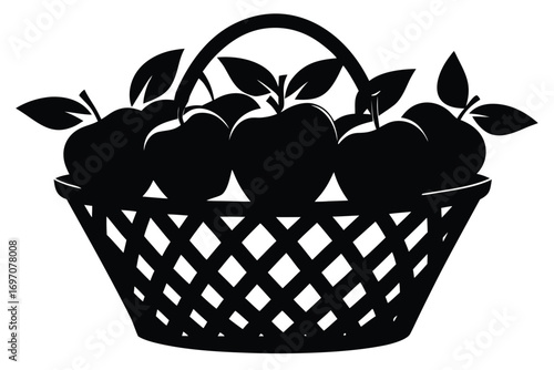 apple basket silhouette vector art design