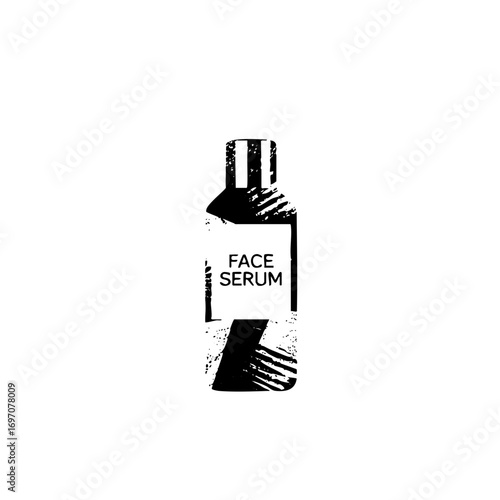 Vector Minimalist face serum bottle with textured details.