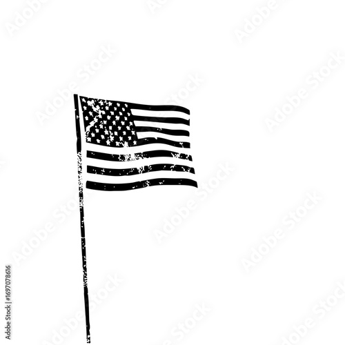 Vector Distressed American flag with waving fabric texture.