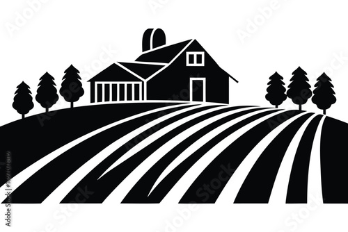 farm field silhouette vector art design
