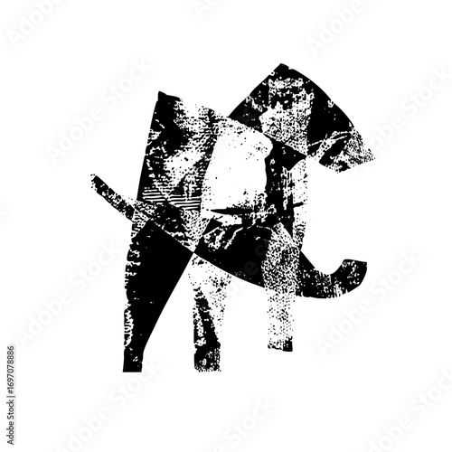 Vector Abstract canine depicts a playful puppy silhouette.