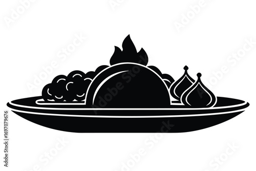 meal platter silhouette vector art design
