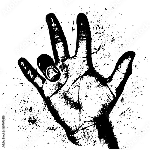 Vector Black Handprint with Textured Effect