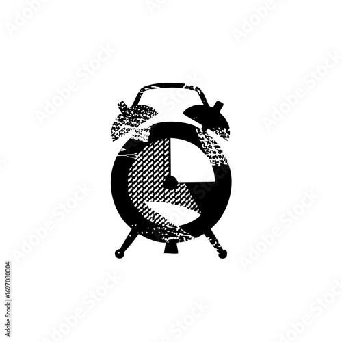 Vector Distressed alarm clock with fragmented .