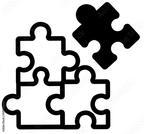 Minimalist Outline Puzzle Piece Completing Concept Graphic Shape Icon Element