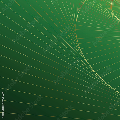 Luxury invitation card background vector. Golden curve elegant, gold line gradient on green color background. Premium design illustration for gala card, grand opening, party invitation, wedding