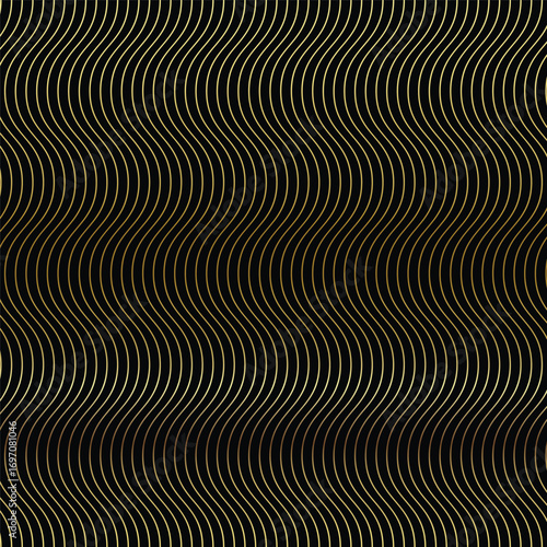 Luxury paper cut background, Abstract decoration, golden pattern, halftone gradients, 3d Vector illustration. Black, gold waves Cover template, geometric shapes, modern minimal banner