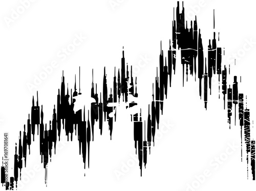 Vector Abstract portrait of a face composed of vertical black shapes.