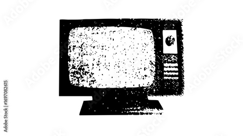 Vector Vintage television with static display .