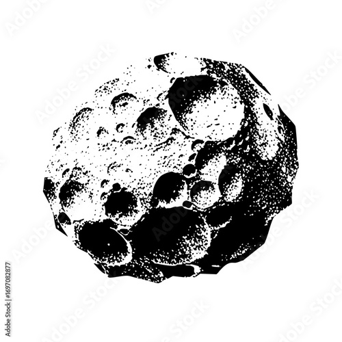 Vector Abstract asteroid with textured surface.