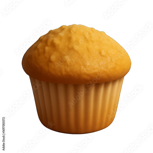 Individual cornbread muffin 3D plastic icon with golden crumbly texture