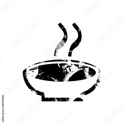 Vector Steaming Bowl with Rustic Texture