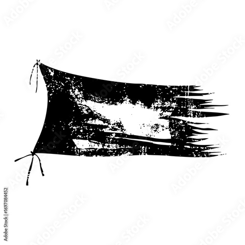 Vector Distressed flag with tattered edges and rope ties.