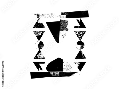Vector Abstract letter T composed of geometric shapes and textures.