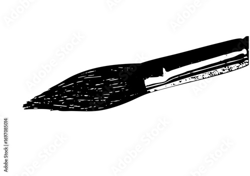 Vector Black paintbrush stroke with textured bristles.
