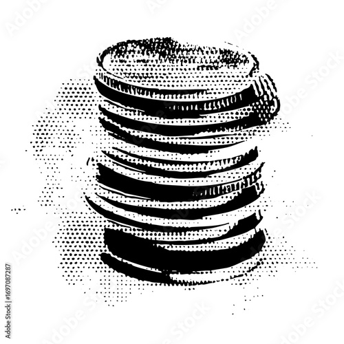 Vector Stacked discs with halftone texture
