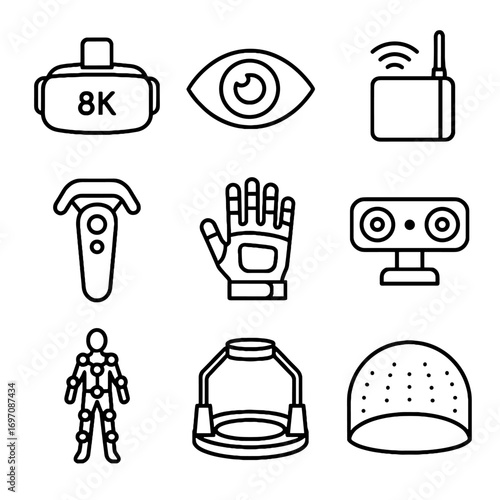Vector module haptic integrated icon advanced headset immersive screen eye vr