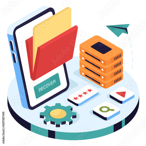 Premium download illustration of mobile folder recover